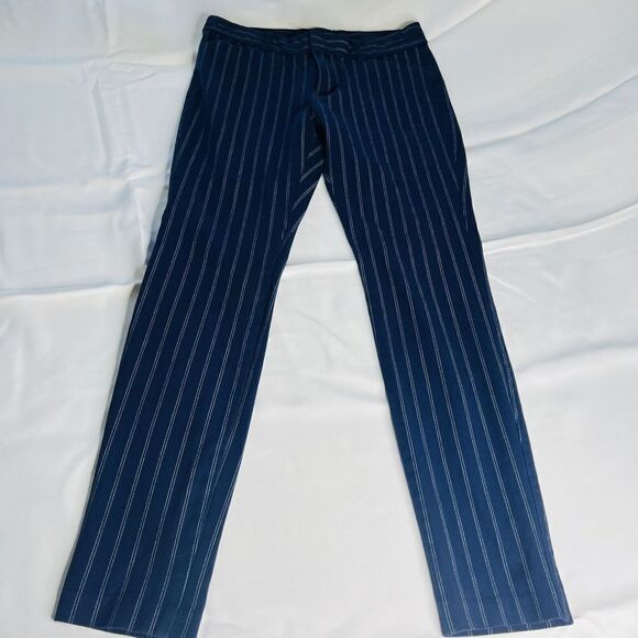 Gap Sz 4 Slim City Coupe Urbane Etroite Pants Navy Blue Stripped Stretch 0763 - Picture 6 of 12